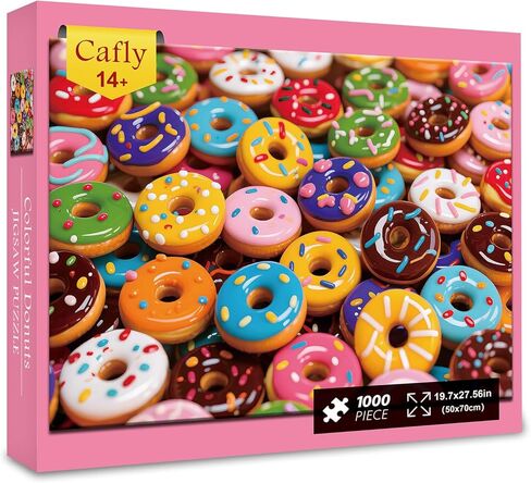 Jigsaw Puzzles for Adults 1000 Pieces - Challenging Fun Puzzles Stunning Art Wall Decor, Gift for Adult Puzzle Lovers, Family Game, Colorful Donuts C0816 in Saudi Arabia