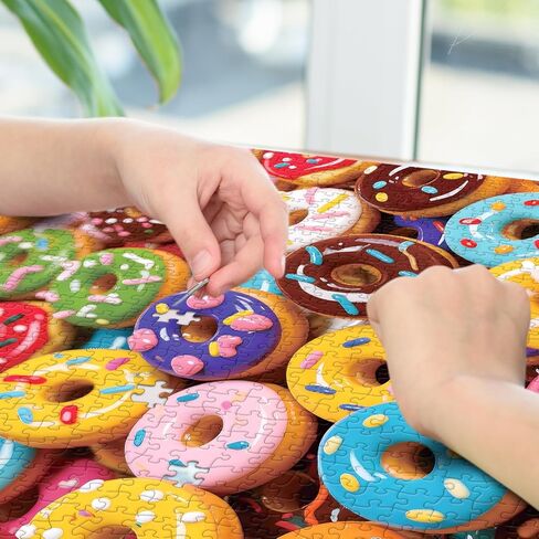 Jigsaw Puzzles for Adults 1000 Pieces - Challenging Fun Puzzles Stunning Art Wall Decor, Gift for Adult Puzzle Lovers, Family Game, Colorful Donuts C0816 in Saudi Arabia