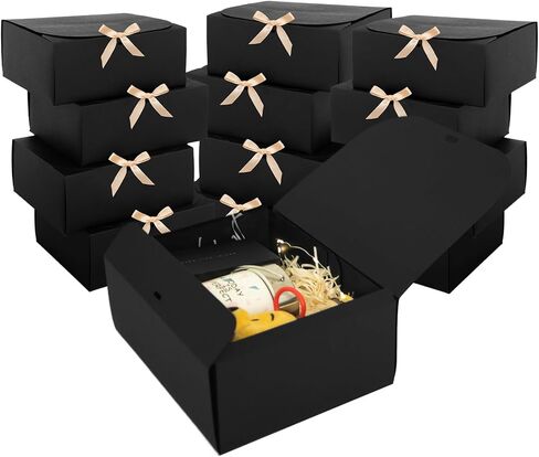 12 PCS Black Gift Boxes with Lids，9.8x7.8x3.9, Bridesmaid Proposal Box with Ribbon, Gift Boxes for Wedding, Christmas, Valentine's Day,Birthday,Baby Shower and the other Parties in Saudi Arabia