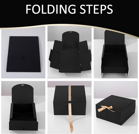 12 PCS Black Gift Boxes with Lids，9.8x7.8x3.9, Bridesmaid Proposal Box with Ribbon, Gift Boxes for Wedding, Christmas, Valentine's Day,Birthday,Baby Shower and the other Parties in Saudi Arabia