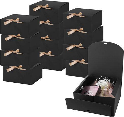 12 PCS Black Gift Boxes with Lids，9.8x7.8x3.9, Bridesmaid Proposal Box with Ribbon, Gift Boxes for Wedding, Christmas, Valentine's Day,Birthday,Baby Shower and the other Parties in Saudi Arabia