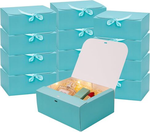 12 PCS Black Gift Boxes with Lids，9.8x7.8x3.9, Bridesmaid Proposal Box with Ribbon, Gift Boxes for Wedding, Christmas, Valentine's Day,Birthday,Baby Shower and the other Parties in Saudi Arabia