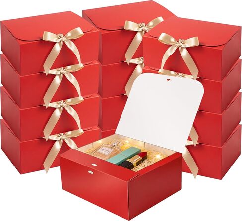 12 PCS Black Gift Boxes with Lids，9.8x7.8x3.9, Bridesmaid Proposal Box with Ribbon, Gift Boxes for Wedding, Christmas, Valentine's Day,Birthday,Baby Shower and the other Parties in Saudi Arabia