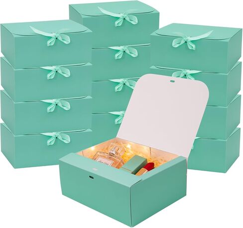 12 PCS Black Gift Boxes with Lids，9.8x7.8x3.9, Bridesmaid Proposal Box with Ribbon, Gift Boxes for Wedding, Christmas, Valentine's Day,Birthday,Baby Shower and the other Parties in Saudi Arabia
