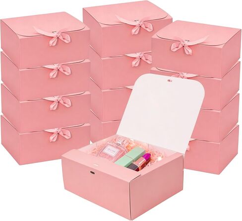 12 PCS Black Gift Boxes with Lids，9.8x7.8x3.9, Bridesmaid Proposal Box with Ribbon, Gift Boxes for Wedding, Christmas, Valentine's Day,Birthday,Baby Shower and the other Parties in Saudi Arabia