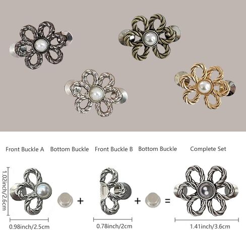 Flower Jeans Button Pant Waist Tightener,No Sew Adjustable Waist Clip,Detachable Decorative Waist Buckles,Waist Clip. in Kuwait