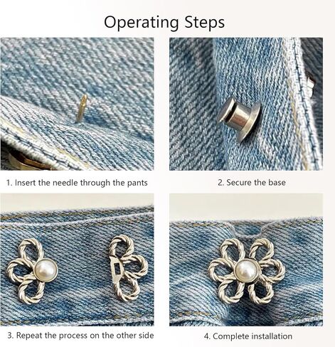 Flower Jeans Button Pant Waist Tightener,No Sew Adjustable Waist Clip,Detachable Decorative Waist Buckles,Waist Clip. in Kuwait