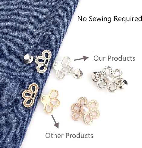 Flower Jeans Button Pant Waist Tightener,No Sew Adjustable Waist Clip,Detachable Decorative Waist Buckles,Waist Clip. in Kuwait
