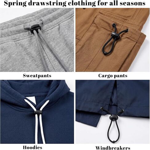 20 PCS Cord Locks for Drawstrings, Black Plastic Spring Cord Lock, Double Hole Toggle Stopper Fastener Slider Clip for Drawstring Paracord Shoelace Bag Backpack in Saudi Arabia