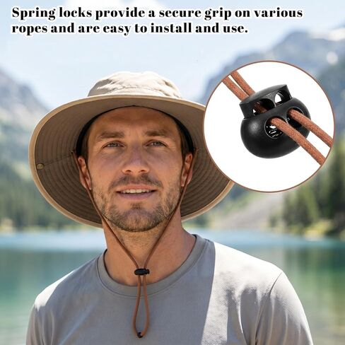 20 PCS Cord Locks for Drawstrings, Black Plastic Spring Cord Lock, Double Hole Toggle Stopper Fastener Slider Clip for Drawstring Paracord Shoelace Bag Backpack in Saudi Arabia