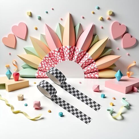 4Pcs Black White Decorative Washi DIY Fade-Resistant Arts Black and White Washi Tape and Crafts Tape Arts Tape Compact Checkerboard Pattern Paper Tape and Crafts Tape ，Adhesives in Saudi Arabia