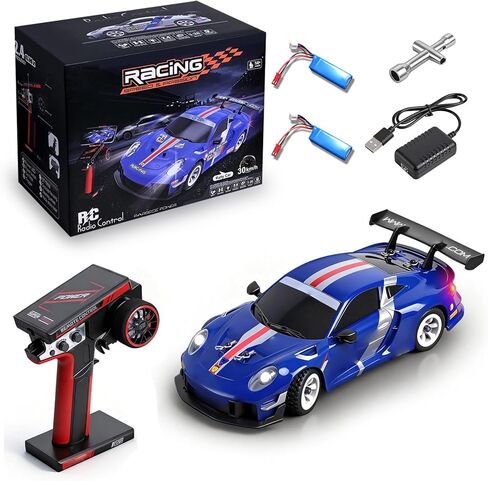 سيارة Wltoys 284019-A RC Drift، سيارة رالي RC بمقياس 1:28، 2.4 جيجا هرتز، 30 كم/ساعة، إصدار بطارية مزدوجة، تعليق مستقل، مثبت جيروسكوبي، مصابيح LED، تحكم نسبي كامل (أزرق) in Kuwait
