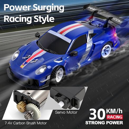 سيارة Wltoys 284019-A RC Drift، سيارة رالي RC بمقياس 1:28، 2.4 جيجا هرتز، 30 كم/ساعة، إصدار بطارية مزدوجة، تعليق مستقل، مثبت جيروسكوبي، مصابيح LED، تحكم نسبي كامل (أزرق) in Kuwait