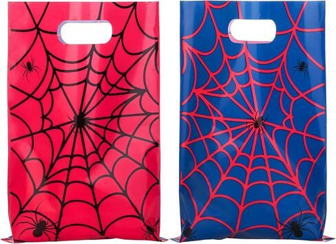 PintreeLand 40 PCS Spider Web Party Favor Bags, Red and Blue Goodie Candy Bags for Birthday in Saudi Arabia