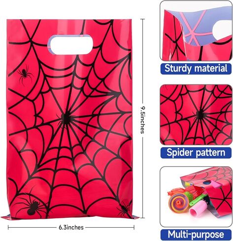 PintreeLand 40 PCS Spider Web Party Favor Bags, Red and Blue Goodie Candy Bags for Birthday in Saudi Arabia