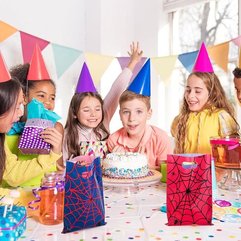 PintreeLand 40 PCS Spider Web Party Favor Bags, Red and Blue Goodie Candy Bags for Birthday in Saudi Arabia