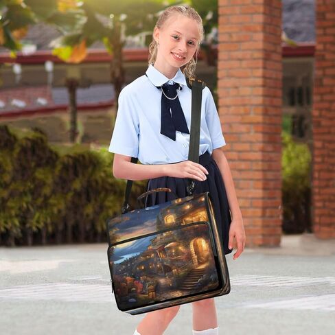 ALAZA European Castle Starry Night Zipper Binder 3 Ring Binder Organizer with Zipper and Shoulder Strap Large Capacity Multi-Pocket for Office Supplies Work in Kuwait
