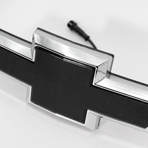 AUTOGEM 2016–2018 Chevy Silverado LED Lighted Front Grille Emblem, Black Finish, Chrome Bow Tie Side in Saudi Arabia