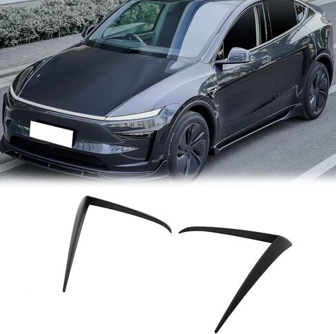 FREEMOTOR802 متوافق مع 2025-2026 Tesla Model Y Juniper Fog Light Eyelid Trim، IKON Style القيادة مصباح الحافة ABS البلاستيك الحاجب المفسد ماتي الأسود الجانب الأمامي الديكور الإطار 2PC in Kuwait