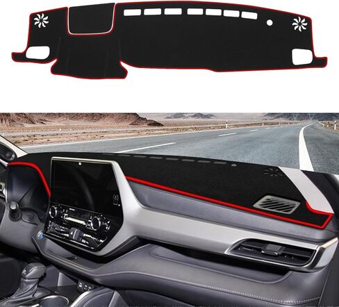 Car Dash Cover Mat Compatible with Toyota Highlander 2020-2026(with HUD) Anti-Skid Center Console Protector Interior Dash Mat Dashboard Cover Pad Accessories(Red Edge) in Kuwait