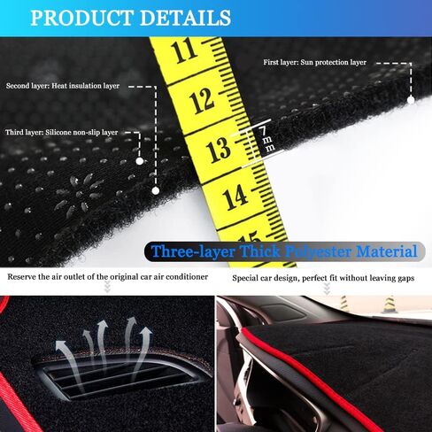 Car Dash Cover Mat Compatible with Toyota Highlander 2020-2026(with HUD) Anti-Skid Center Console Protector Interior Dash Mat Dashboard Cover Pad Accessories(Red Edge) in Kuwait