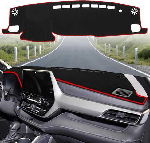 Car Dash Cover Mat Compatible with Toyota Highlander 2020-2026(with HUD) Anti-Skid Center Console Protector Interior Dash Mat Dashboard Cover Pad Accessories(Red Edge) in Kuwait