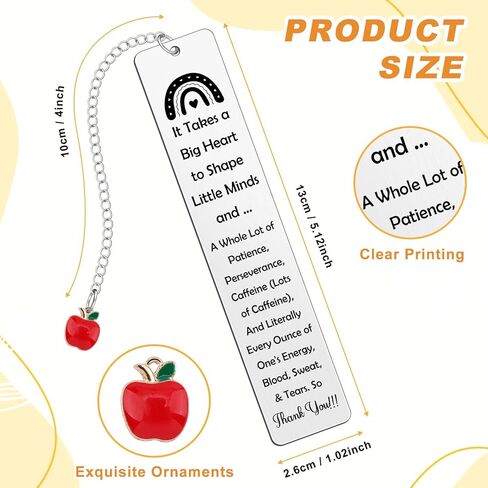 Teacher Appreciation Gift Thank You Teacher Bookmark for Preschool Kindergarten Teachers Back to School End of Year Gift from Students Retirement Easter Goodbye Farewell Present for Book Lover in Saudi Arabia