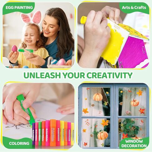 12 Neon Colors Tempera Paint Sticks for Kids, Twistable, Quick-Dry & Washable Non-Toxic Art Supplies Mess-Free Crafting on Paper, Wood, Glass, Fabric for Toddlers & Classroom in Saudi Arabia