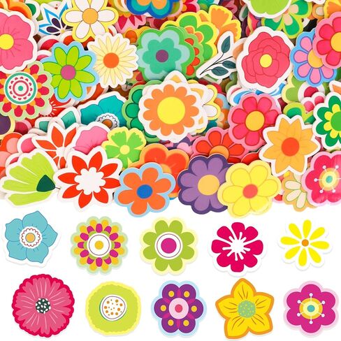 Ceiba Tree 400Pcs Flower Foam Stickers Self-Adhesive Spring Summer Foam Stickers Colorful Flower Shaped Stickers for Scrapbooking Classroom DIY Crafts Spring Summer Party Favor Supplies in Kuwait