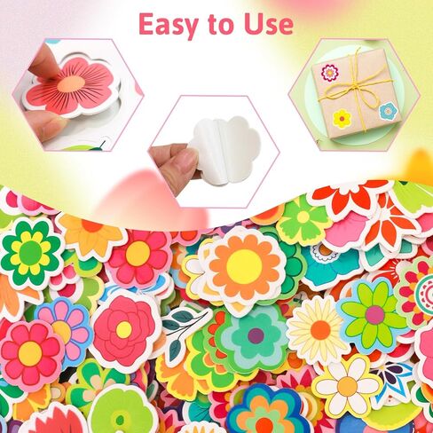 Ceiba Tree 400Pcs Flower Foam Stickers Self-Adhesive Spring Summer Foam Stickers Colorful Flower Shaped Stickers for Scrapbooking Classroom DIY Crafts Spring Summer Party Favor Supplies in Kuwait