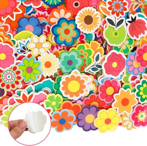 Ceiba Tree 400Pcs Flower Foam Stickers Self-Adhesive Spring Summer Foam Stickers Colorful Flower Shaped Stickers for Scrapbooking Classroom DIY Crafts Spring Summer Party Favor Supplies in Kuwait