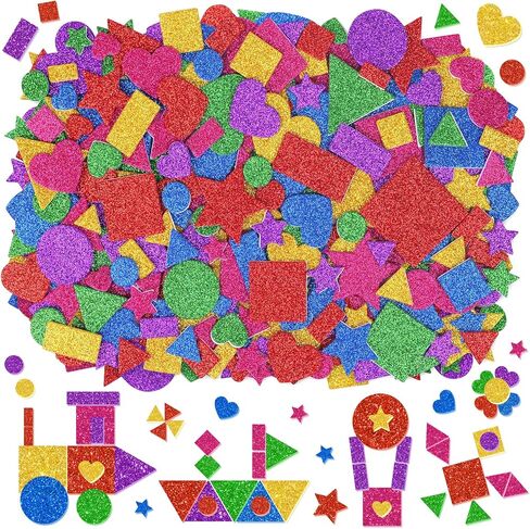 894Pcs Foam Stickers,Colorful Foam Shape Stickers Self Adhesive Star Moon Circle Geometric Stickers Foam Shapes for Crafts Preschool Art Project Greeting Card Scrapbooking Party Decor Teacher Supplie in Saudi Arabia