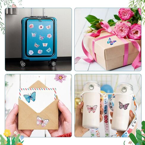 1000PCS Flower Butterfly Stickers Roll, 16 Styles Colorful Spring Floral Decals, 3D Cute Roll Stickers for Parties, Walls, Scrapbooks, Envelopes, Birthday and Greeting Cards in Saudi Arabia