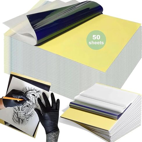 Tattoo Transfer Paper Romlon – 50 Sheets A4 Size, 4-Layer Stencil Paper for Professional Tattoo Artists, Perfect for Studios, DIY Tattoo Practice & Precise Tracing Tattoo Supplies in Saudi Arabia