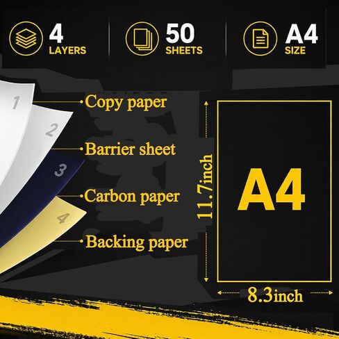 Tattoo Transfer Paper Romlon – 50 Sheets A4 Size, 4-Layer Stencil Paper for Professional Tattoo Artists, Perfect for Studios, DIY Tattoo Practice & Precise Tracing Tattoo Supplies in Saudi Arabia