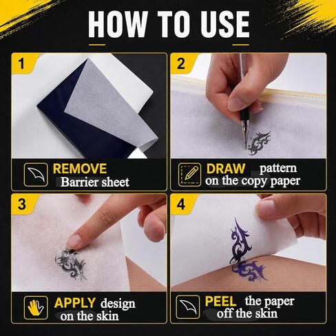 Tattoo Transfer Paper Romlon – 50 Sheets A4 Size, 4-Layer Stencil Paper for Professional Tattoo Artists, Perfect for Studios, DIY Tattoo Practice & Precise Tracing Tattoo Supplies in Saudi Arabia