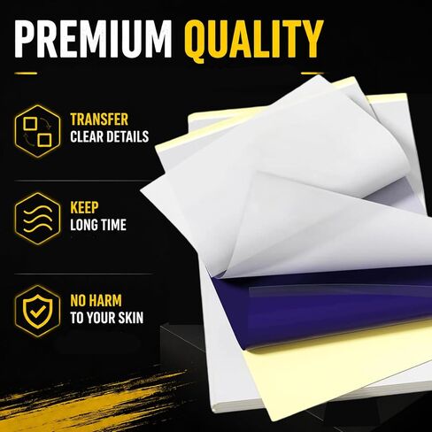 Tattoo Transfer Paper Romlon – 50 Sheets A4 Size, 4-Layer Stencil Paper for Professional Tattoo Artists, Perfect for Studios, DIY Tattoo Practice & Precise Tracing Tattoo Supplies in Saudi Arabia