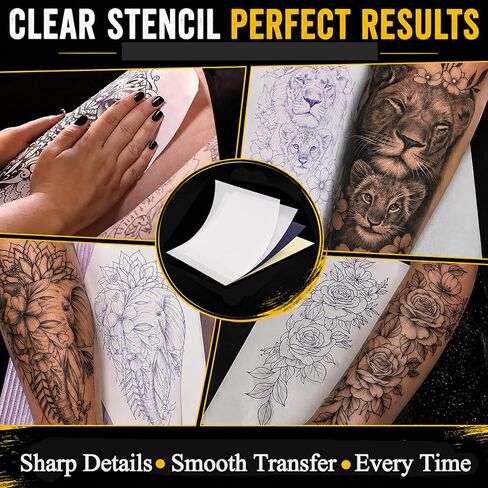 Tattoo Transfer Paper Romlon – 50 Sheets A4 Size, 4-Layer Stencil Paper for Professional Tattoo Artists, Perfect for Studios, DIY Tattoo Practice & Precise Tracing Tattoo Supplies in Saudi Arabia