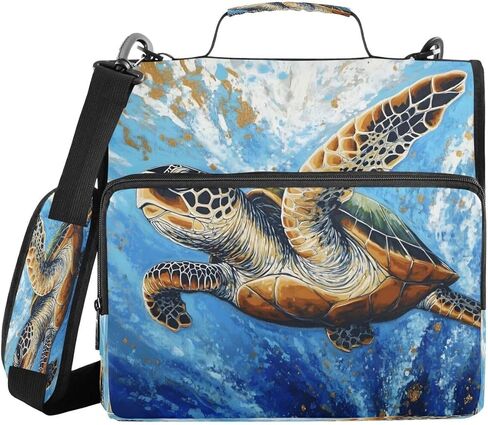 ALAZA Sea Turtle Ocean Animal Zipper Binder 3 Ring Binder Organizer with Zipper and Shoulder Strap Large Capacity Multi-Pocket for Office Supplies Work in Kuwait
