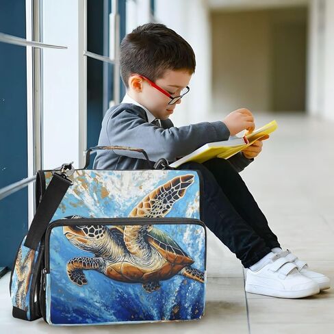 ALAZA Sea Turtle Ocean Animal Zipper Binder 3 Ring Binder Organizer with Zipper and Shoulder Strap Large Capacity Multi-Pocket for Office Supplies Work in Kuwait