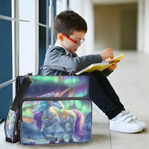 ALAZA Beautiful Unicorn Space Starry Zipper Binder 3 Ring Binder Organizer with Zipper and Shoulder Strap Large Capacity Multi-Pocket for Office Supplies Work in Kuwait