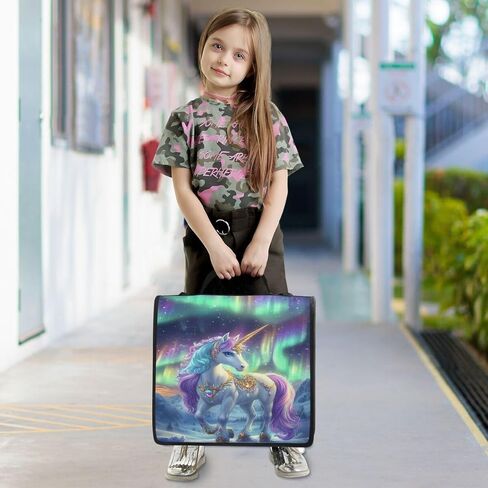 ALAZA Beautiful Unicorn Space Starry Zipper Binder 3 Ring Binder Organizer with Zipper and Shoulder Strap Large Capacity Multi-Pocket for Office Supplies Work in Kuwait