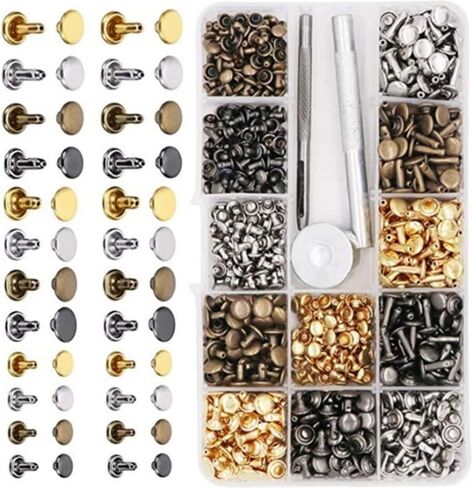 Generic Double Sided Rivet Set, 480pcs Metal Studs Binding Screws Assortment with Hole Punch Tool, for DIY Leather Crafts Clothing Shoes Handbags in Kuwait
