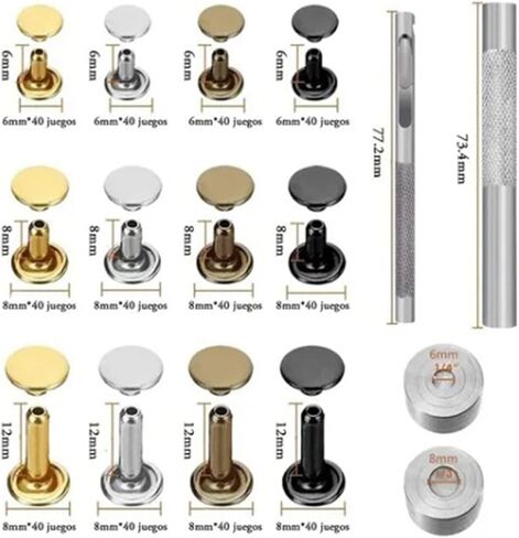 Generic Double Sided Rivet Set, 480pcs Metal Studs Binding Screws Assortment with Hole Punch Tool, for DIY Leather Crafts Clothing Shoes Handbags in Kuwait