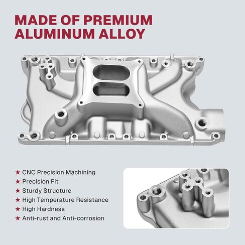 84023 Intake Manifold Dual Plane Aluminum Compatible with Ford Small Block 5.8L V8 F-150 F-250 Bronco Mustang Econoline LTD Torino Thunderbird Cougar Marquis 1969-1997 SBF 351W 1,500-6,800 RPM in Saudi Arabia