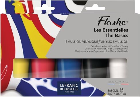 طلاء الفينيل Lefranc Bourgeois Flashe، المجموعة الأساسية، 5 أنابيب × 80 مل in Kuwait
