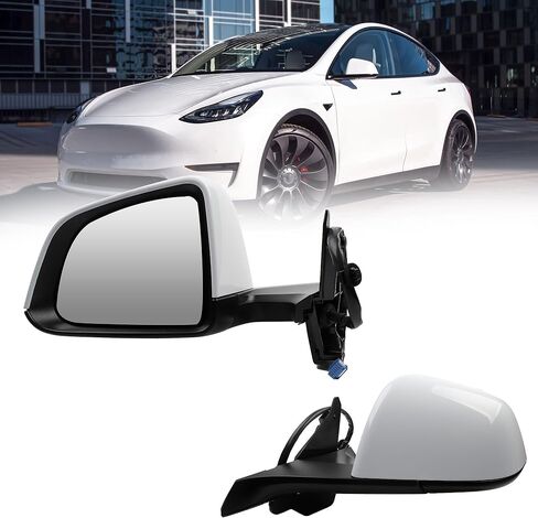 Dasbecan Side Rear View Mirror Compatible with 2020-2024 Tesla Model Y Door Rearview Mirror Heated Power Glass Mirror Memory Passenger Right 1594112-00-C 159411200C(13pin Midnight Silver) in Kuwait