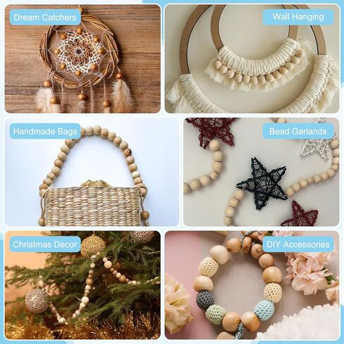 MECCANIXITY Wooden Beads Unfinished Natural Round Wood Beads Bulk with Holes for Garland Macrame Jewelry Making DIY Decor, 40PCS, 15mm in Kuwait