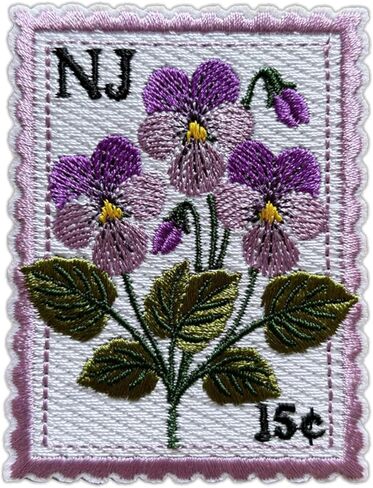 New Jersey Violet State Flower Patch, Stamp 3 Inches Iron On/Sew On Embroidered Applique Fabric Aesthetic Floral Patches for Clothes Backpacks Hat Jeans, Vintage Flower Patches for Boy Girl in Saudi Arabia