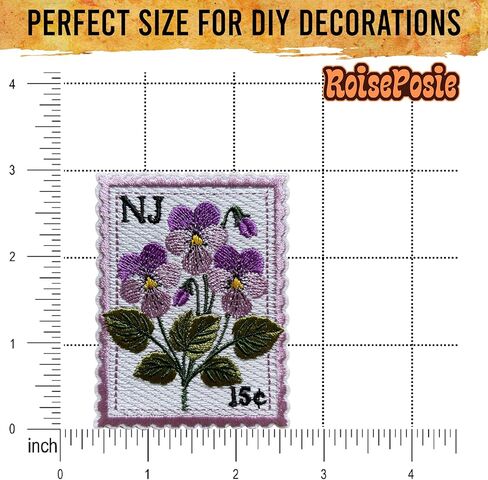 New Jersey Violet State Flower Patch, Stamp 3 Inches Iron On/Sew On Embroidered Applique Fabric Aesthetic Floral Patches for Clothes Backpacks Hat Jeans, Vintage Flower Patches for Boy Girl in Saudi Arabia
